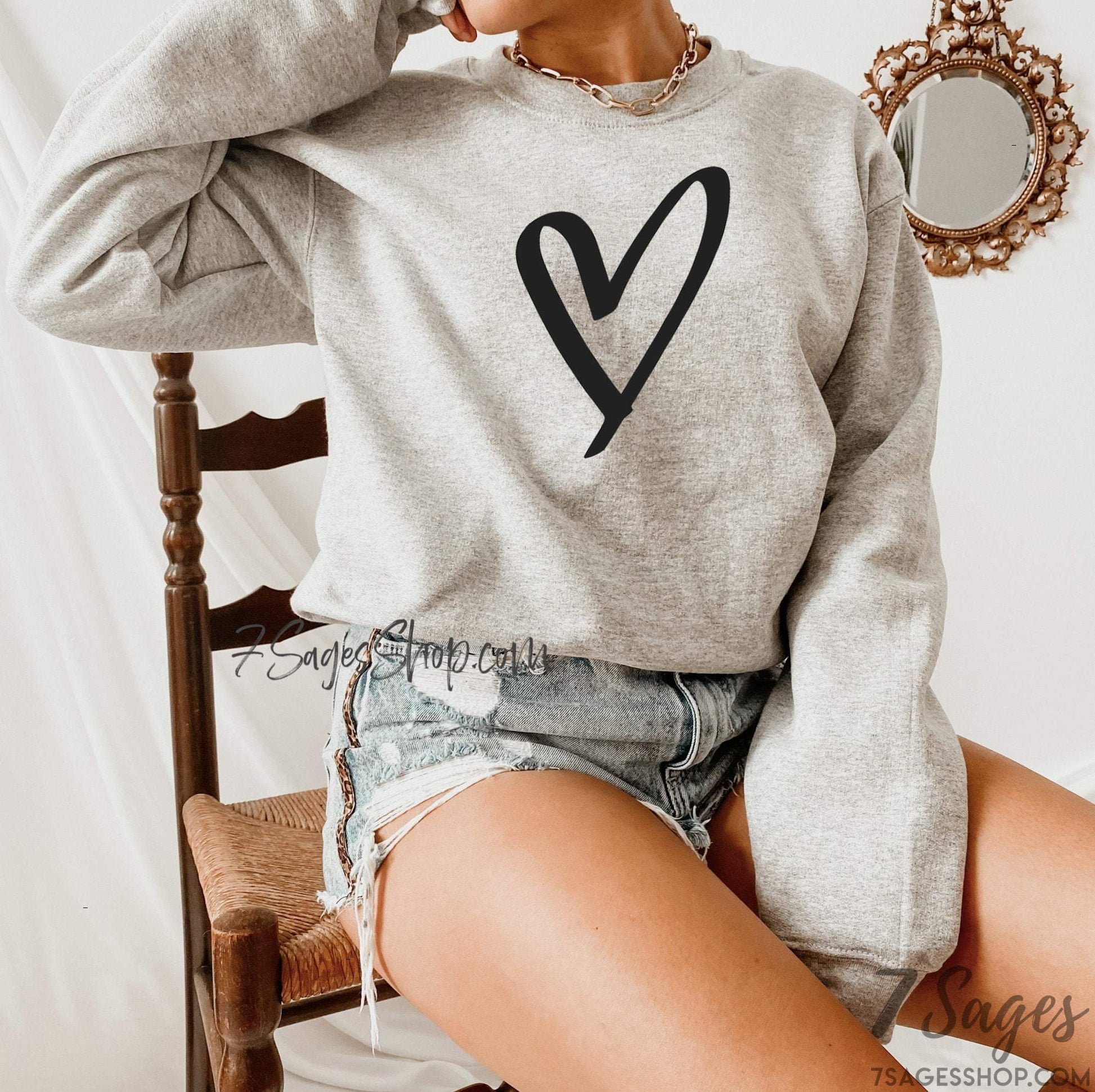 Heart Sweatshirt Valentines Day Sweatshirt Valentines Day Gift Valentines Day Shirt Heart Shirt Heart Crewneck Sweater