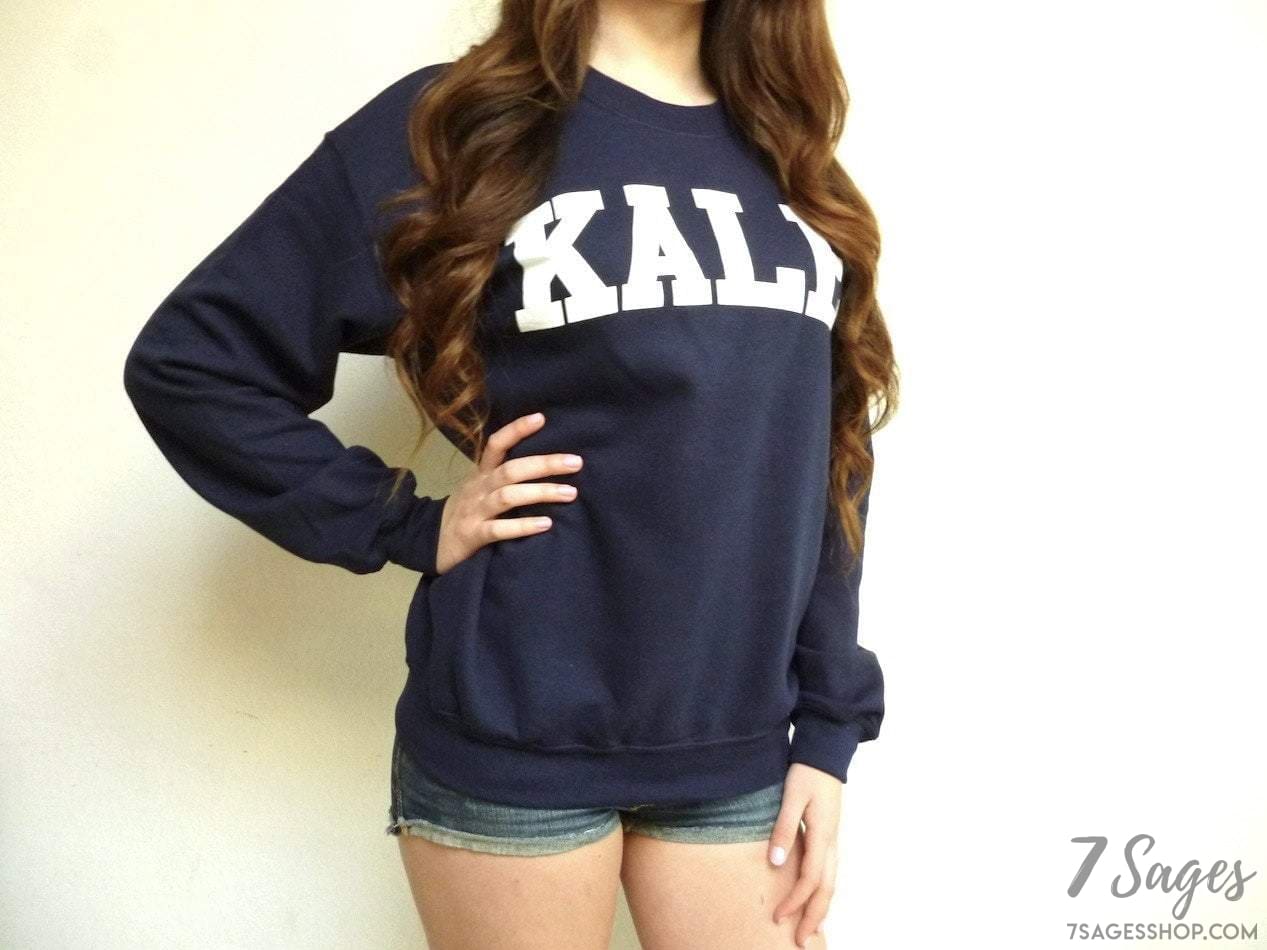 Kale Sweatshirt - Kale Sweater - Kale University - Vegan Sweatshirt - Kale Shirt - Funny Sweatshirt - Pullover - Navy Blue Sweatshirt