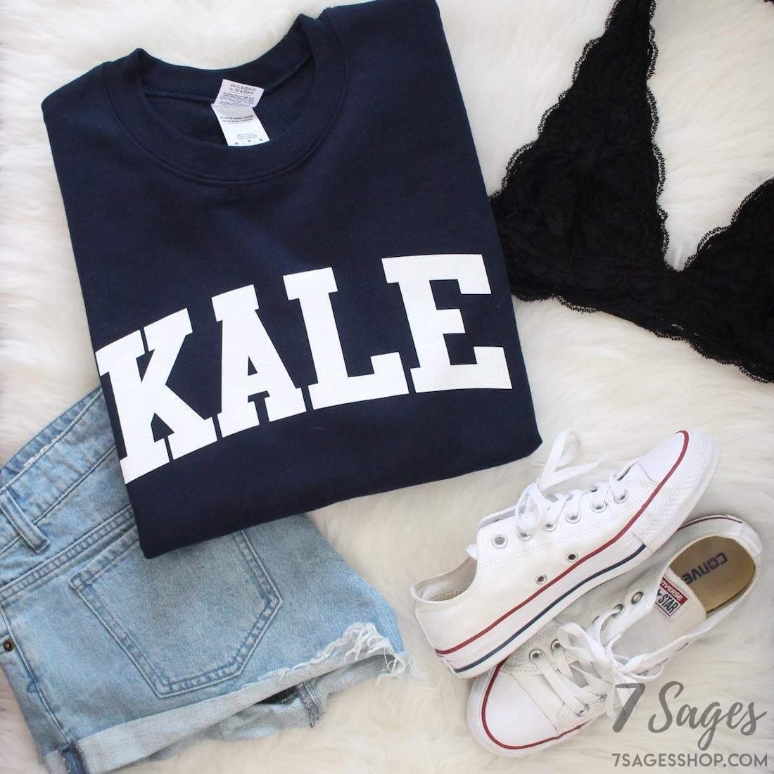 Kale Sweatshirt - Kale Sweater - Kale University - Vegan Sweatshirt - Kale Shirt - Funny Sweatshirt - Pullover - Navy Blue Sweatshirt