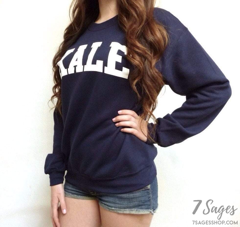 Kale Sweatshirt - Kale Sweater - Kale University - Vegan Sweatshirt - Kale Shirt - Funny Sweatshirt - Pullover - Navy Blue Sweatshirt