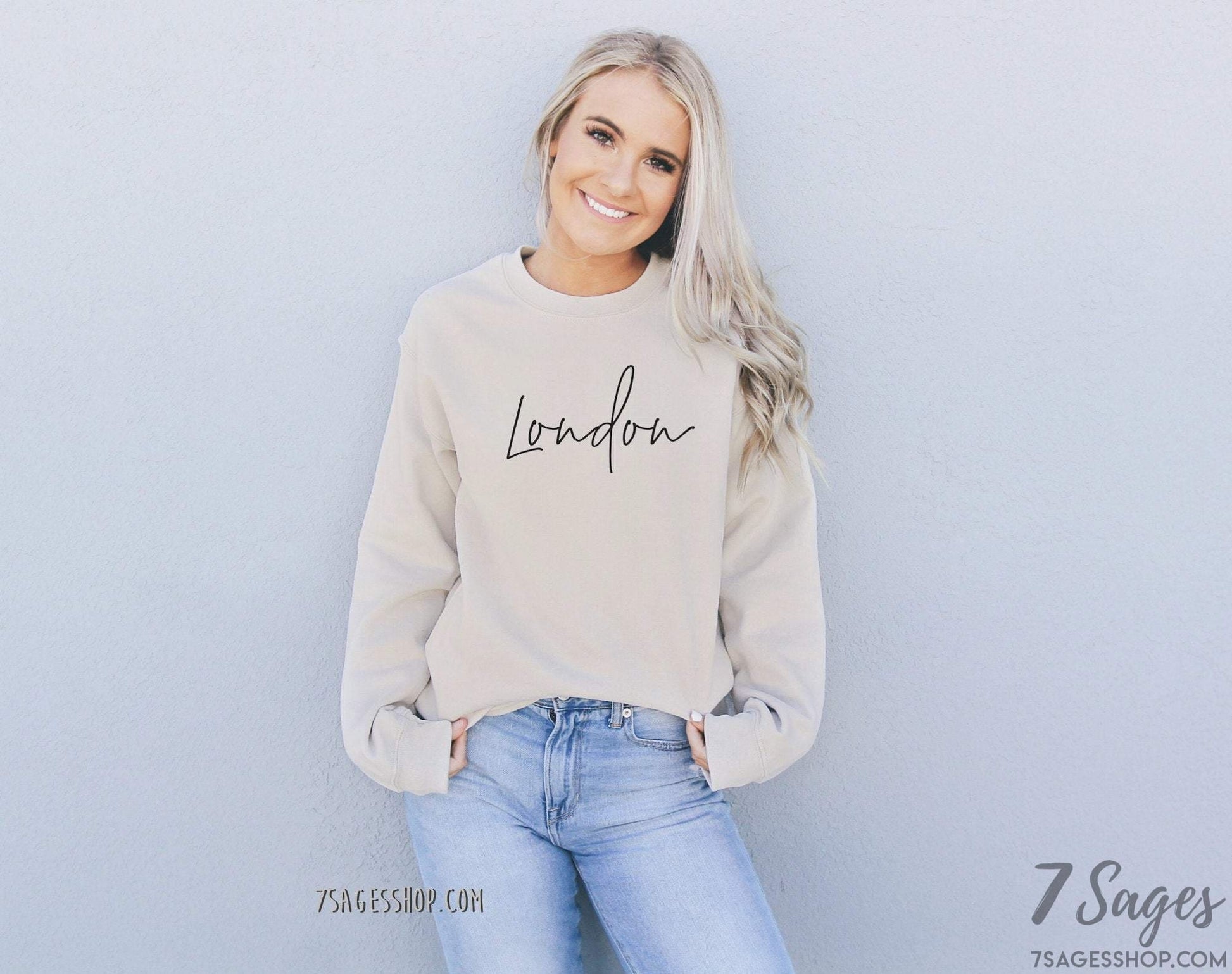 London Sweatshirt London Cursive Script Crewneck England Sweatshirt London Shirt London Sweater London Gift UK Sweatshirt