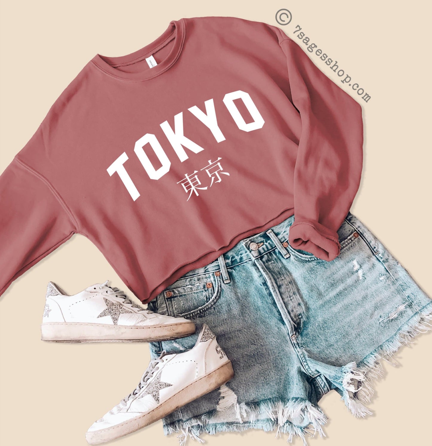 Tokyo Cropped Sweatshirt - Tokyo Sweatshirt - Japan Sweatshirts - Tokyo Shirt - Japan Shirt - Fleece Crewneck Sweater