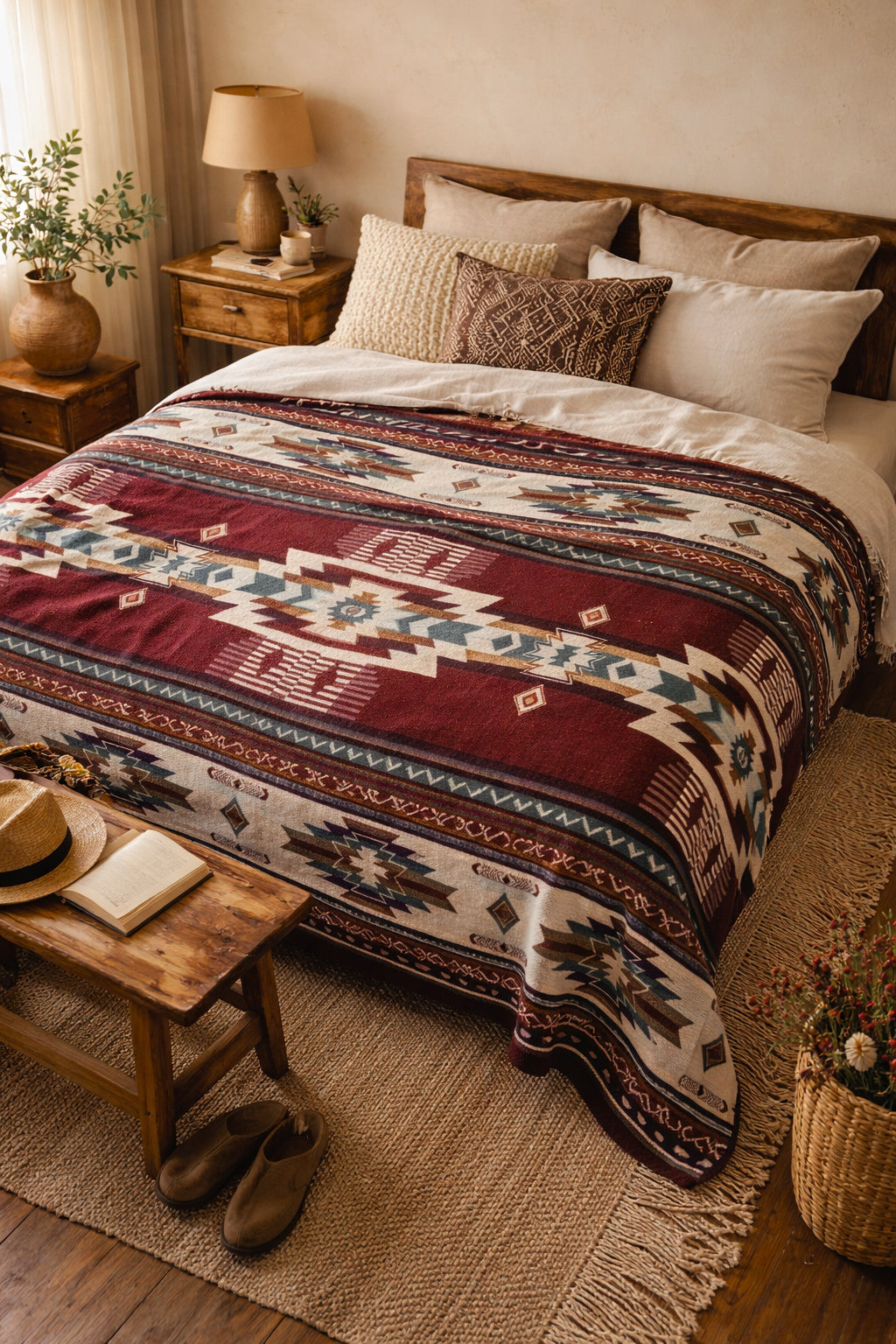 Alpaca Wool Blanket Throw or Queen Size - Mojave