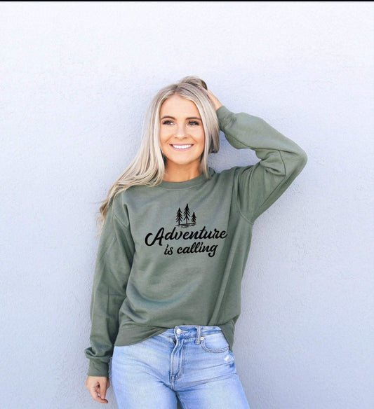 Adventure Is Calling Sweatshirt - Camping Sweatshirt - Camping Gift - Camping Shirt - Camping Sweaters - Outdoorsy Sweatshirt