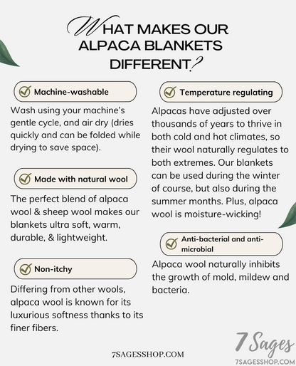 Alpaca Wool Blanket Queen Size 76 x 88’ - Desert Mocha