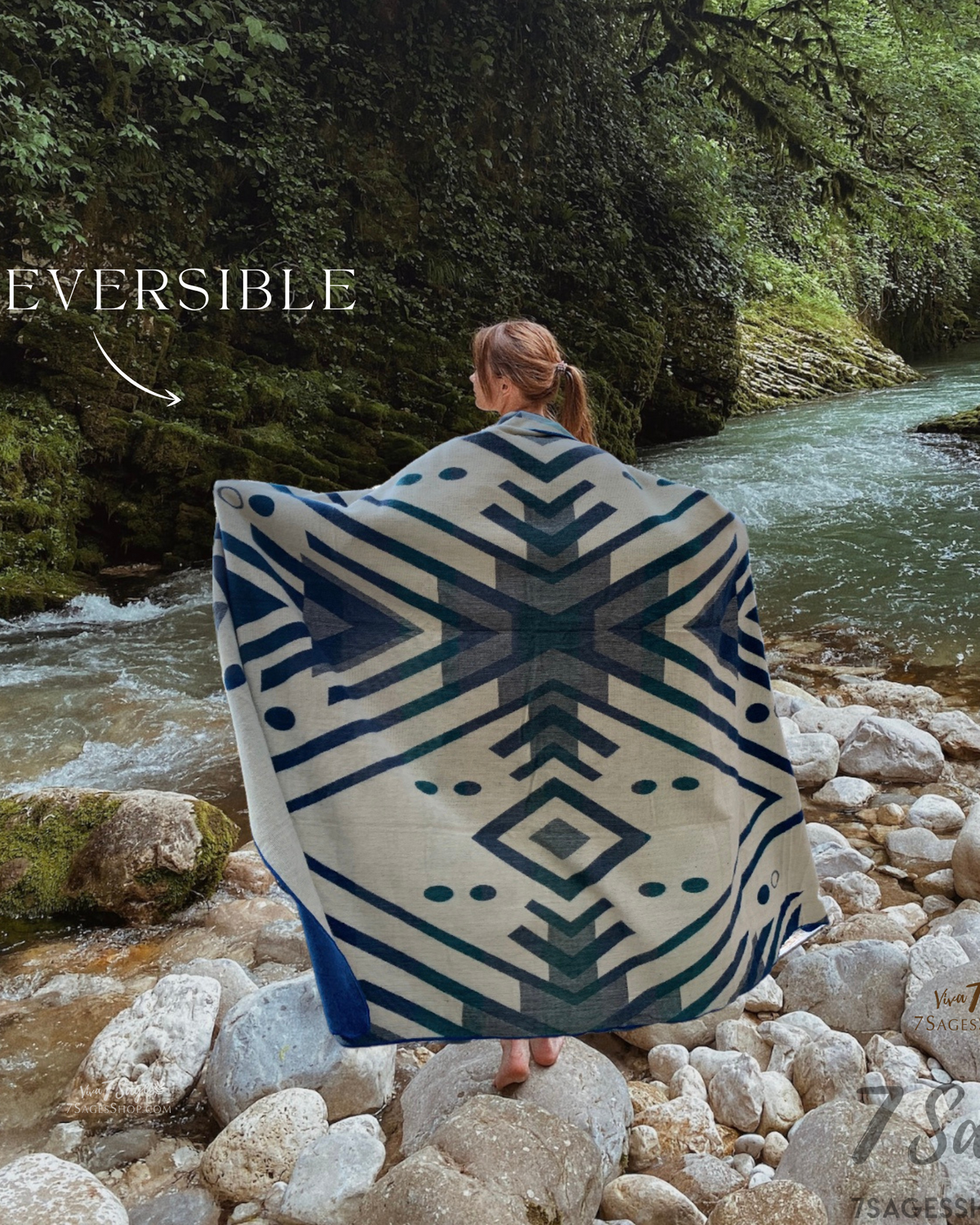 Alpaca Wool Blanket (Aqua)