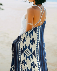 Alpaca Wool Blanket (Azure Diamond)