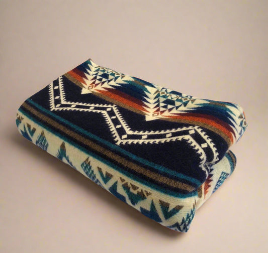Alpaca Wool Blanket Throw or Queen Size - Blue Prism