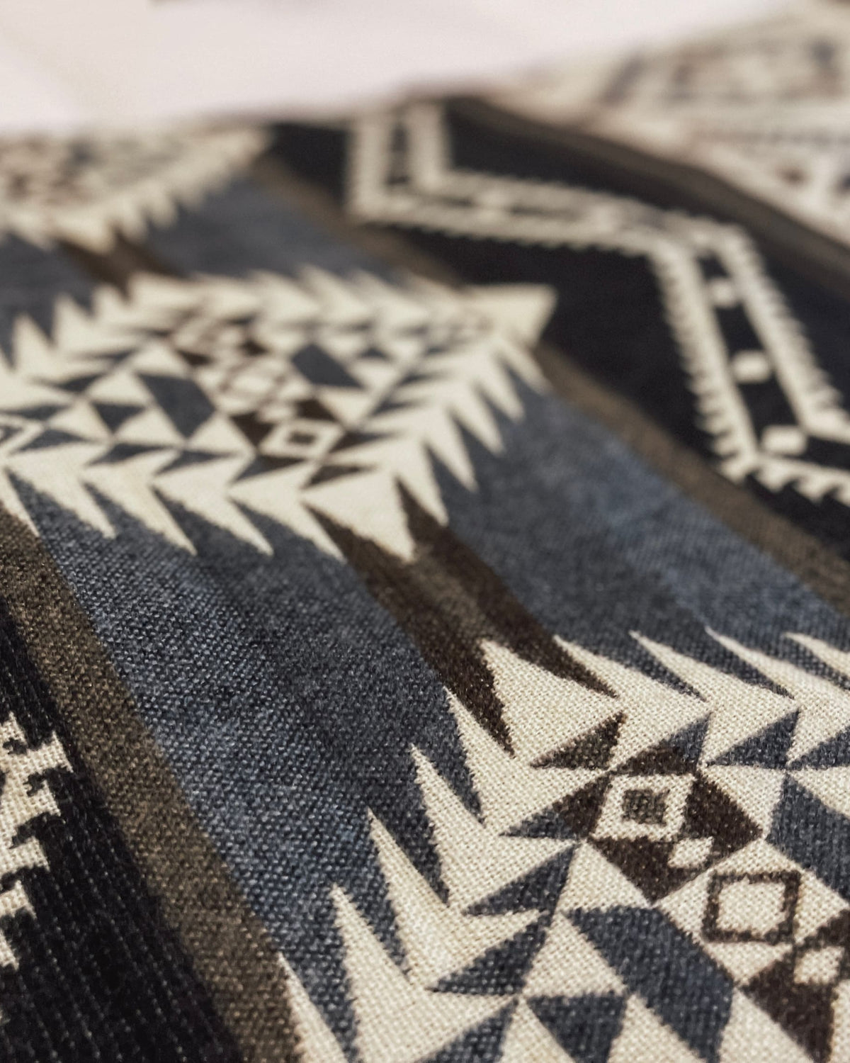 Close up of handmade alpaca wool blanket showing softness and details