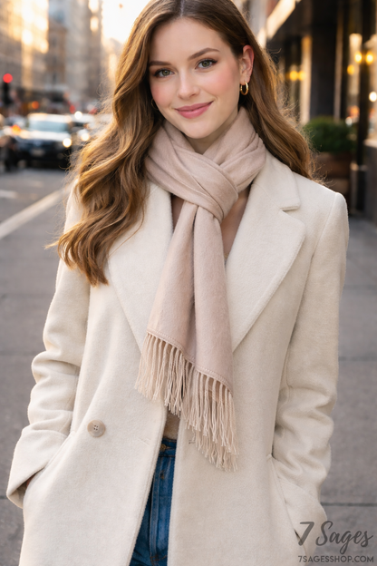 Alpaca Wool Scarf with Fringes/Handmade in Peru - scarf