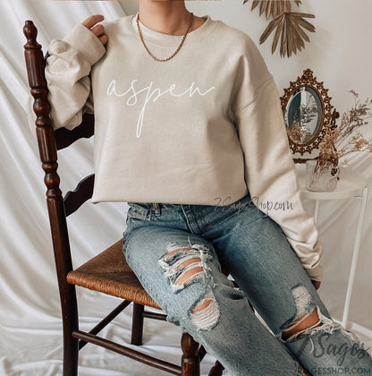 Aspen Sweatshirt Aspen Cursive Font Colorado Sweatshirt Aspen Shirts Colorado TShirts Colorado Sweater Aspen Sweater