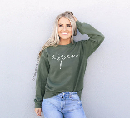 Aspen Sweatshirt Aspen Cursive Font Colorado Sweatshirt Aspen Shirts Colorado TShirts Colorado Sweater Aspen Sweater