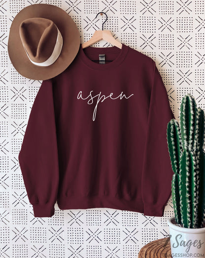 Aspen Sweatshirt Aspen Cursive Font Colorado Sweatshirt Aspen Shirts Colorado TShirts Colorado Sweater Aspen Sweater