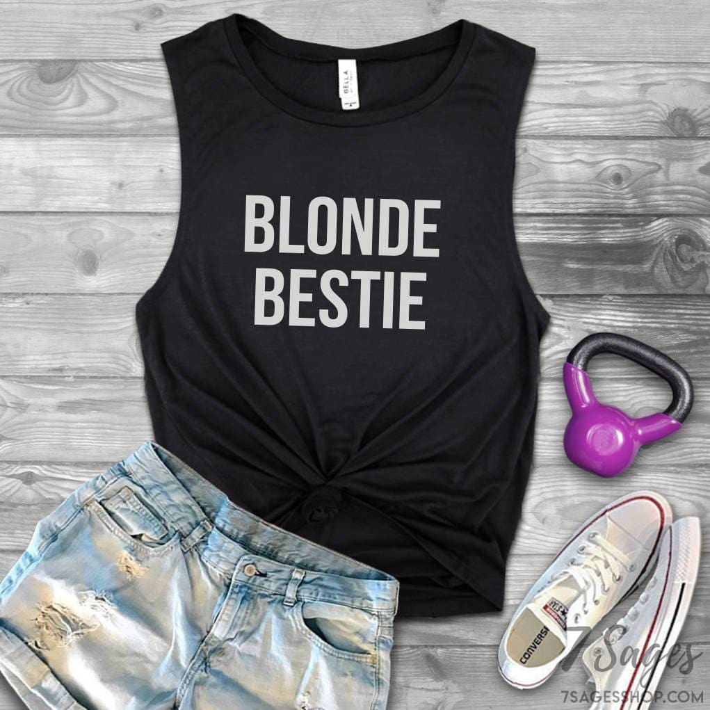 Blonde Bestie Brunette Bestie Tank Tops - Best Friend Gift - Blonde and Brunette Best Friends - Blonde Best Friend Brunette Best Friend