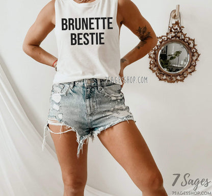 Blonde Bestie Brunette Bestie Tank Tops - Best Friend Gift - Blonde and Brunette Best Friends - Blonde Best Friend Brunette Best Friend