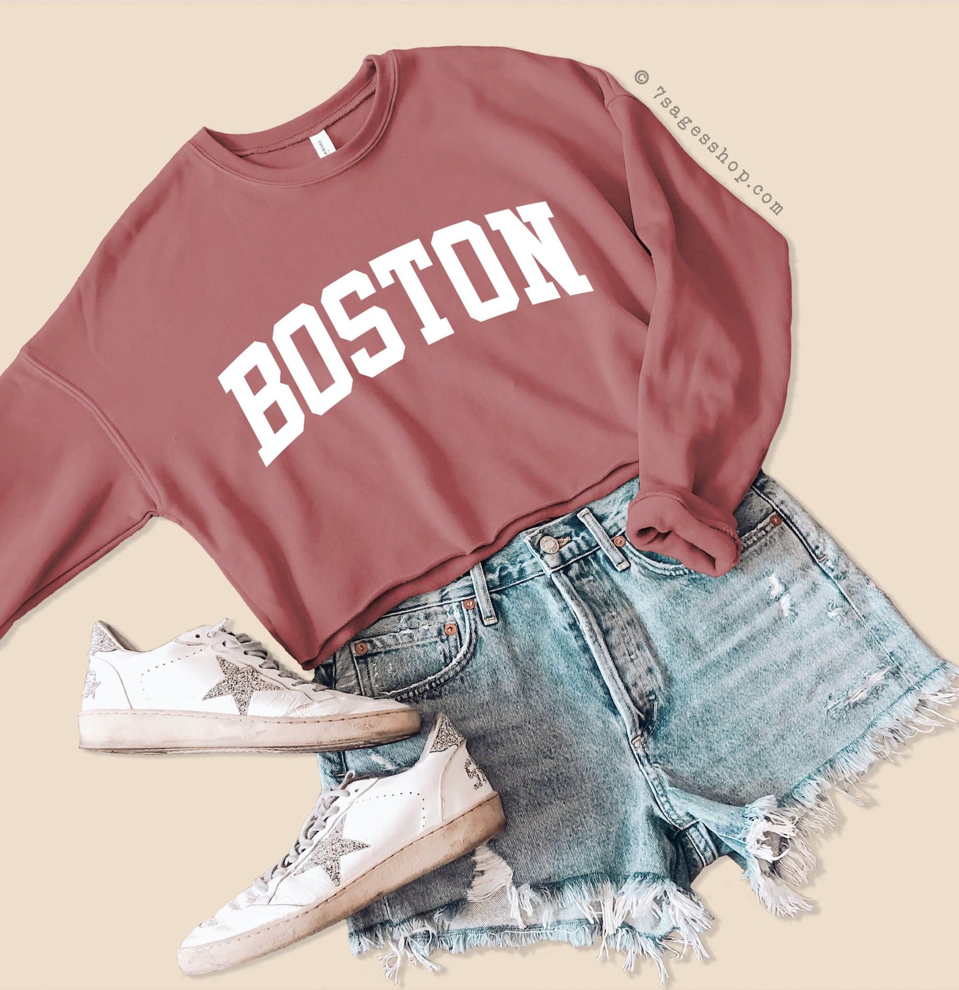 Boston Cropped Sweatshirt - Boston Sweatshirt - Boston Shirts - Boston Crop Top - Fleece Sweatshirt