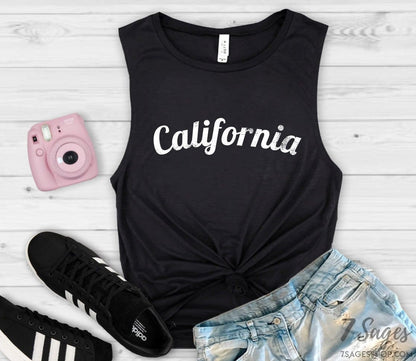 California Muscle Tank Top - California Tank Top - California Shirt - West Coast Shirt - Workout Tank Top