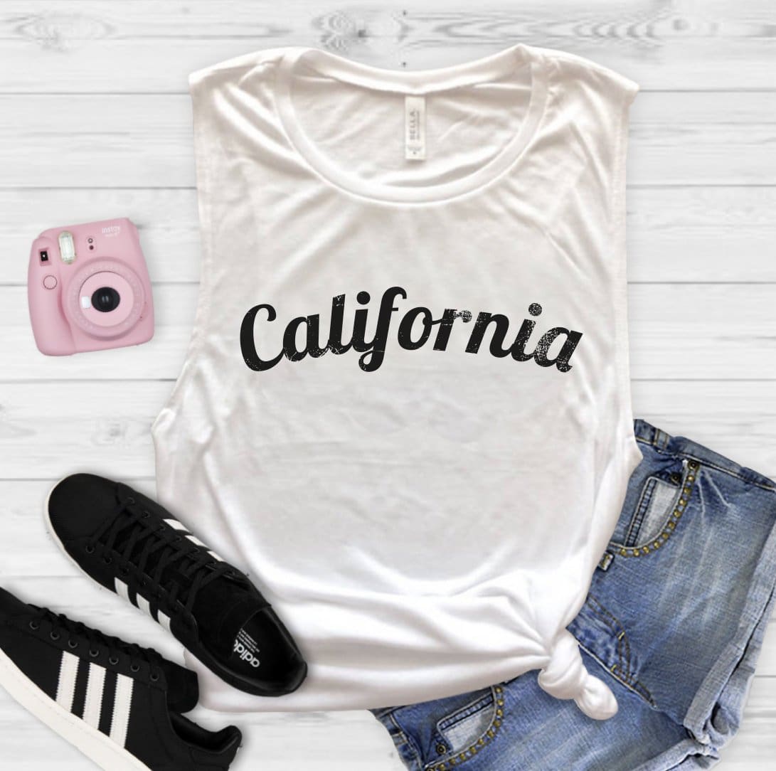 California Muscle Tank Top - California Tank Top - California Shirt - West Coast Shirt - Workout Tank Top