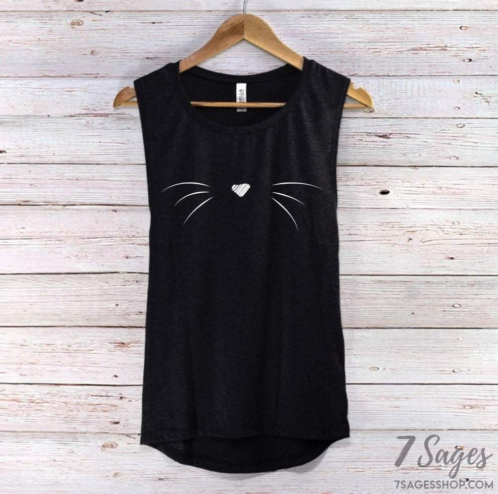 Cat Tank Top - Cute Cat Whiskers Tank Top - Cat Muscle Tank Top - Cat Shirts