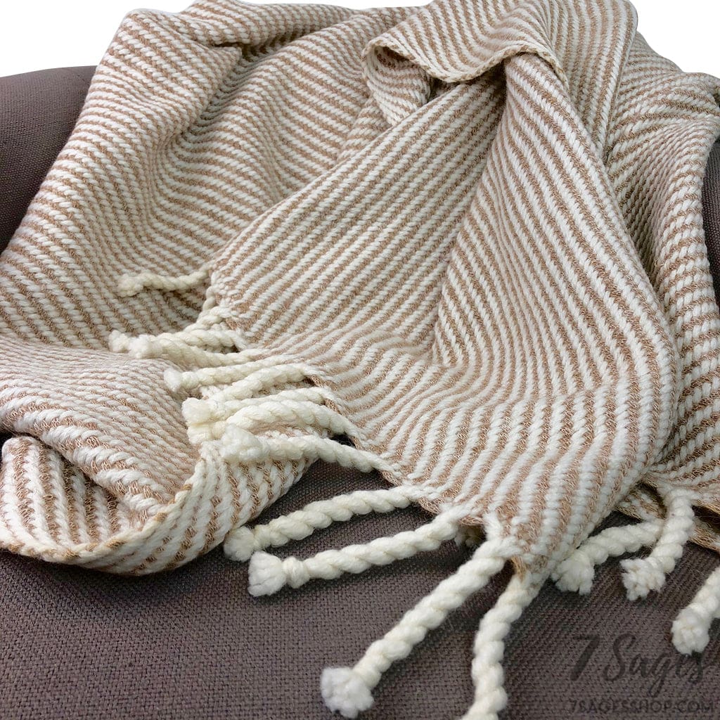 Chunky Camel Stripe Alpaca Throw