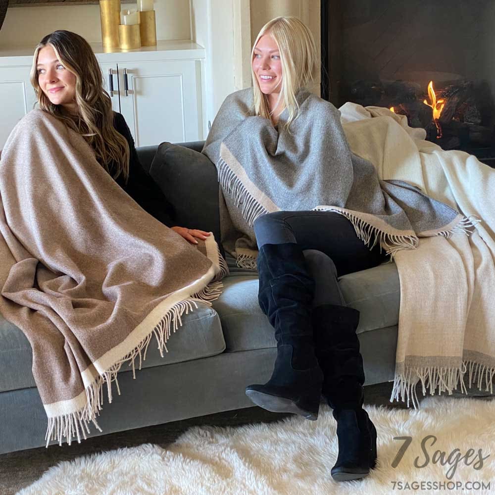 Coco Gray Ombre + Tan Stripe Blanket