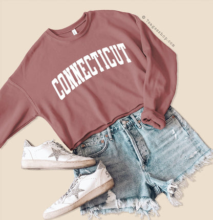 Connecticut Cropped Sweatshirt - Connecticut Sweatshirt - Connecticut Shirts - University of Connecticut Crop Top - Fleece Sweatshirt