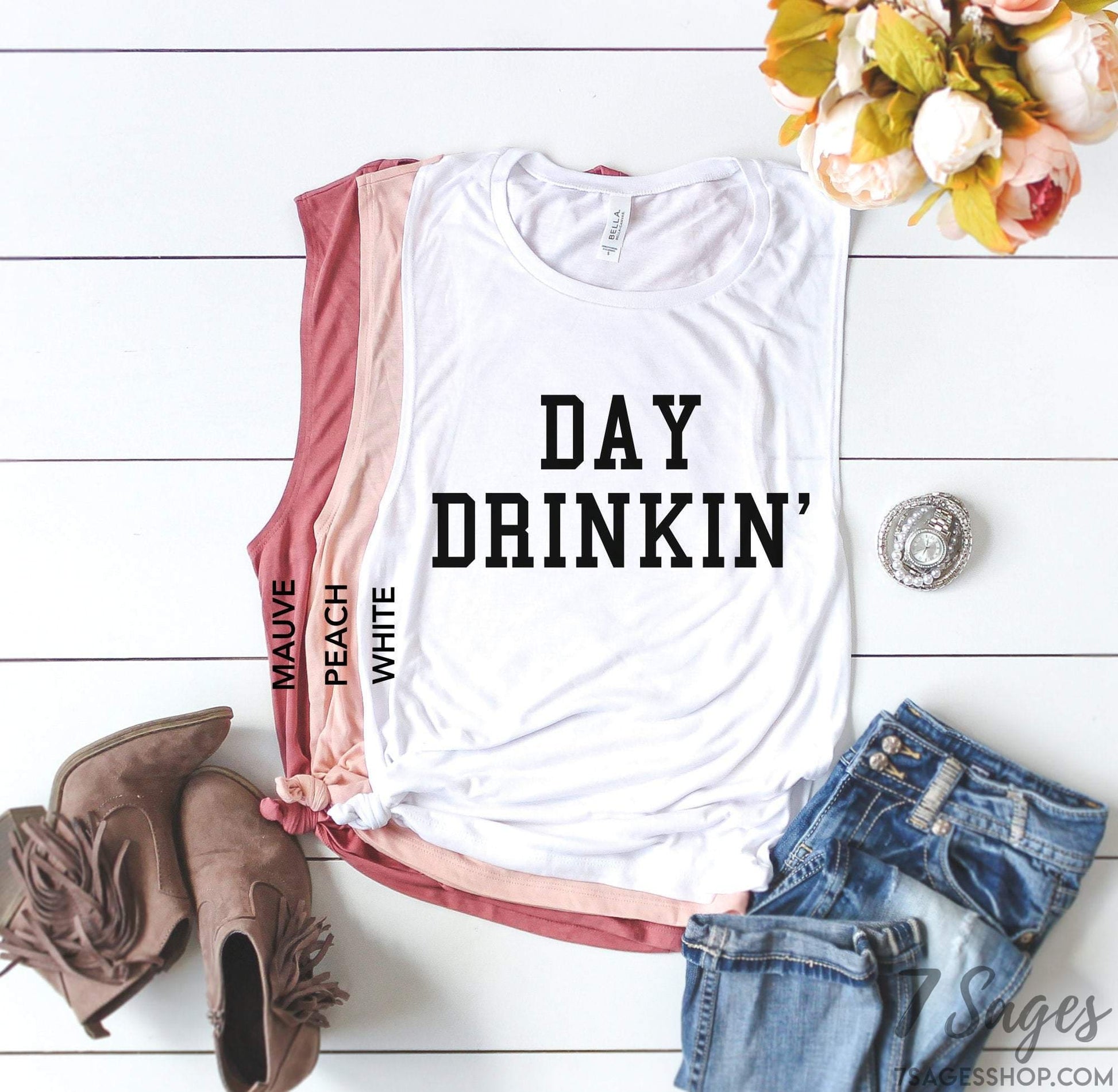 Day Drinkin Country Music Muscle Tank Top Shirt Country Festival Shirt Country Concert Tank Top Day Drinkin Tank Top