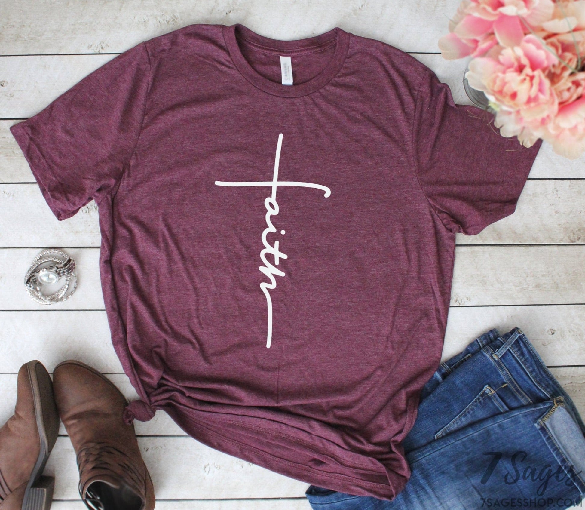 Faith T-shirt Christian Shirt Faith Shirt Jesus Religious Shirt Faith Cross Church Shirt Grace