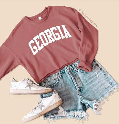 Georgia Sweatshirt - Georgia Cropped Sweatshirt - University of Georgia - Fleece Sweater - Cropped Sweater