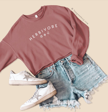 Herbivore Sweatshirt - Vegan Cropped Sweatshirt - Vegan Shirt - Fleece Sweater - Cropped Sweater