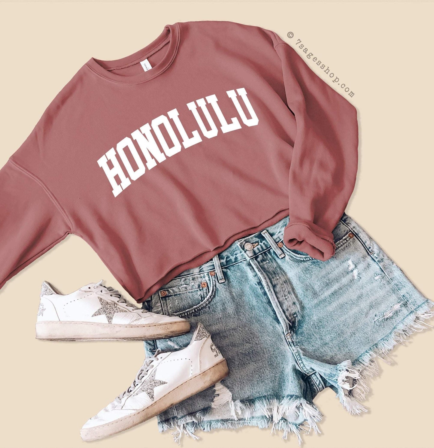 Honolulu Hawaii Sweatshirt - Honolulu Cropped Sweatshirt - Hawaii Shirt - Honolulu Sweatshirt - Fleece Sweater - Cropped Sweater