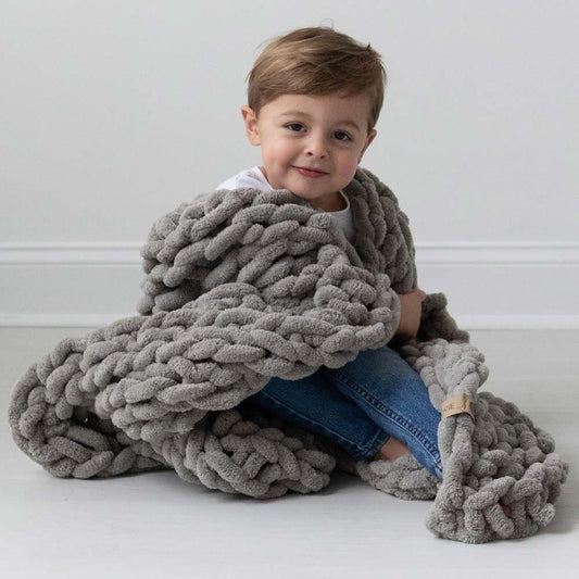 Infinite Chunky Knit Blanket | Mink | Little - Mist