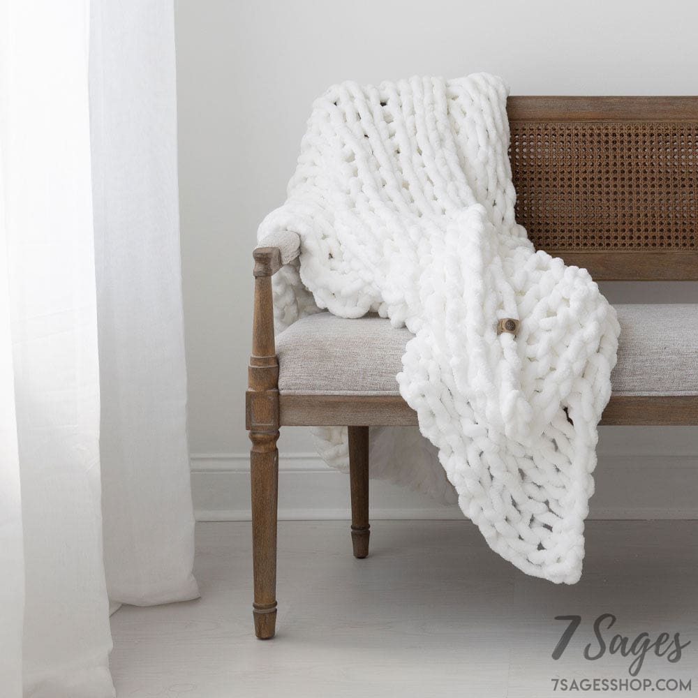 Infinite Chunky Knit Blanket | Minky | Big - Blanc