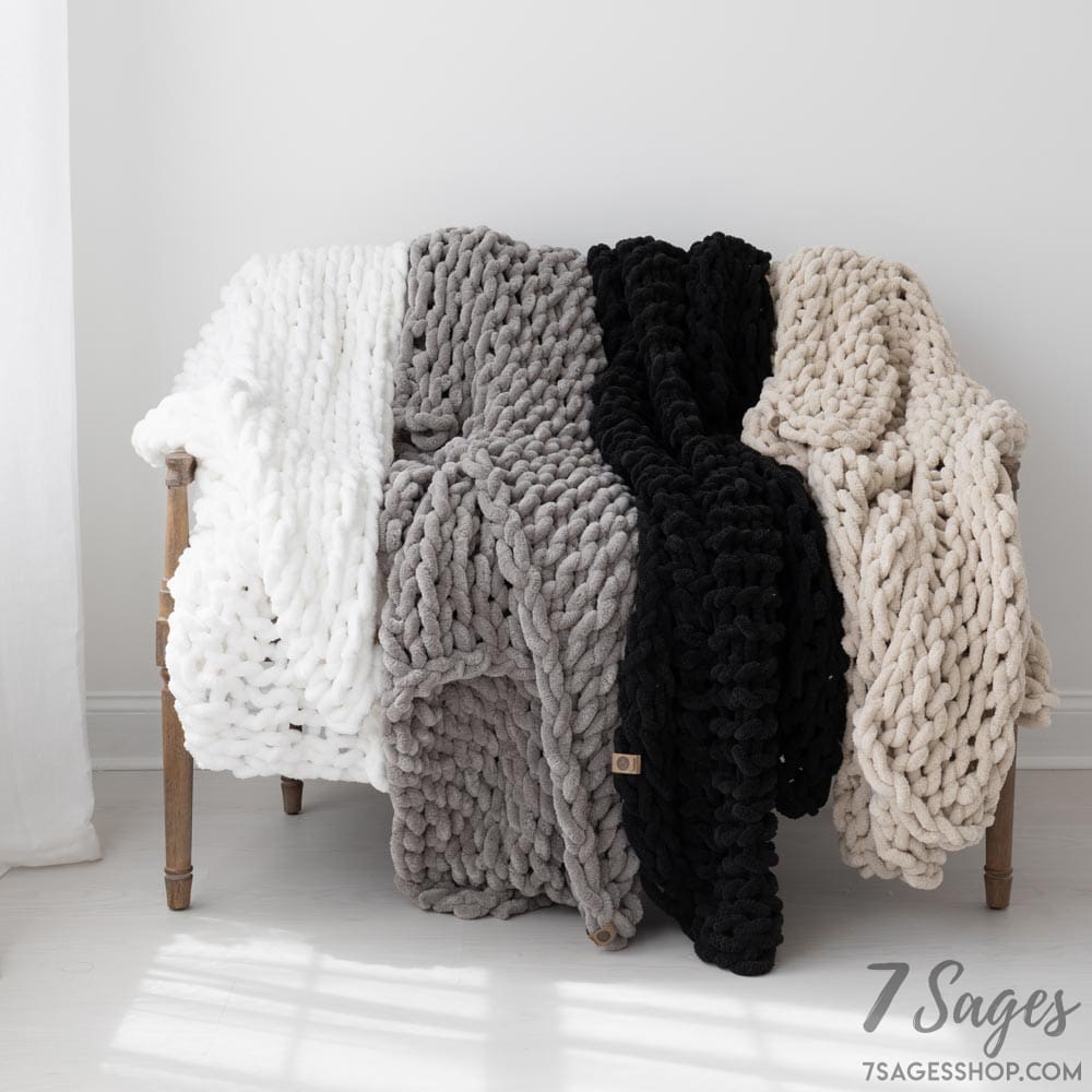 Infinite Chunky Knit Blanket | Minky | Big - Blanc