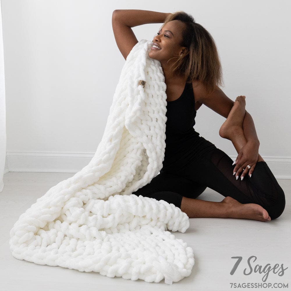 Infinite Chunky Knit Blanket | Minky | Big - Blanc