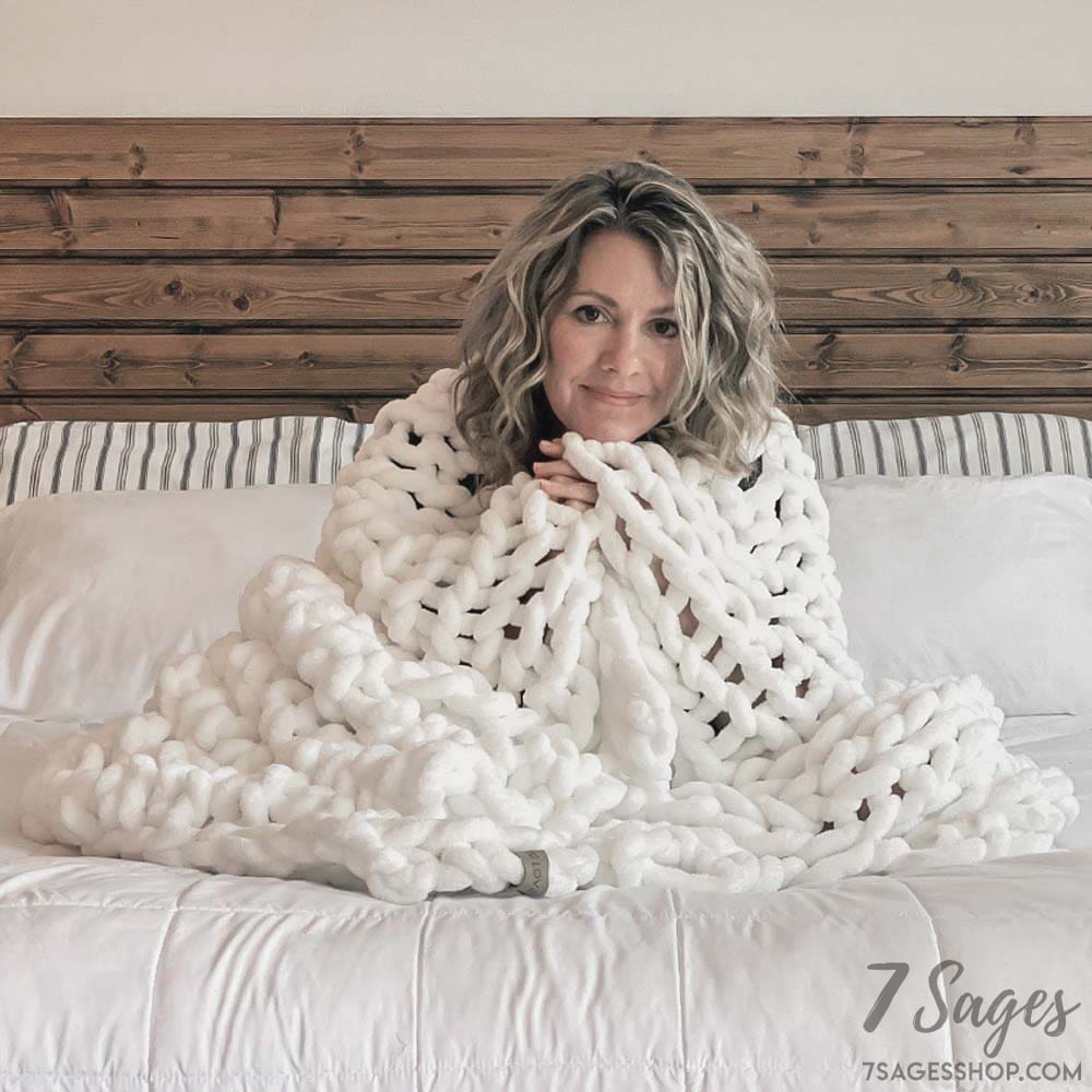 Infinite Chunky Knit Blanket | Minky | Big - Blanc