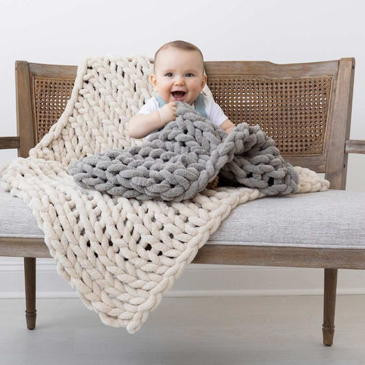Infinite Chunky Knit Blanket | Minky | Cuddle | Mist