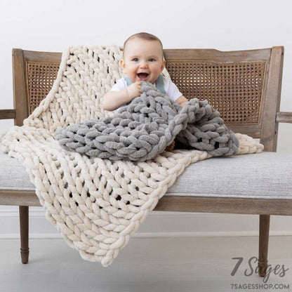 Infinite Chunky Knit Blanket | Minky | Little | Sand