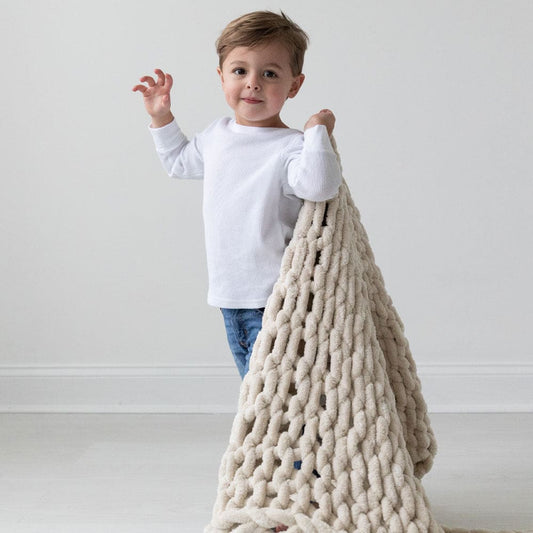 Infinite Chunky Knit Blanket | Minky | Little | Sand