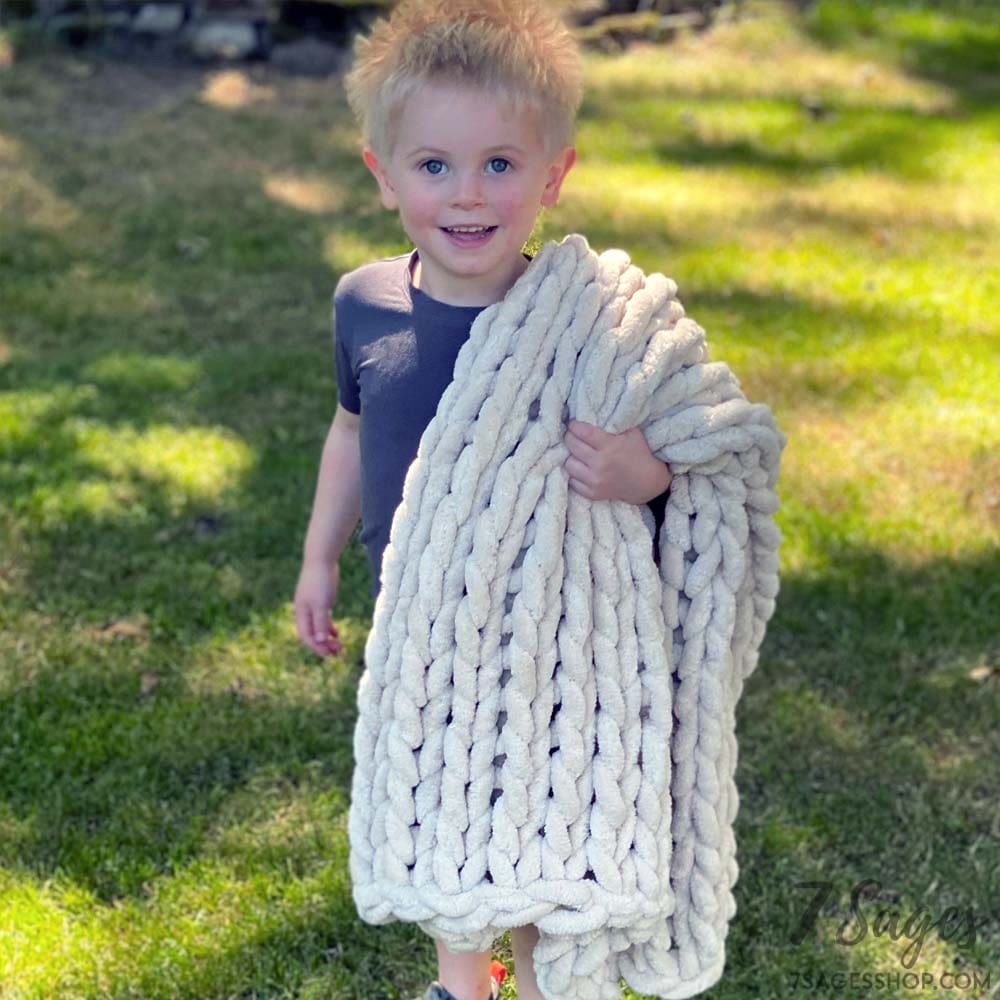 Infinite Chunky Knit Blanket | Minky | Little | Sand