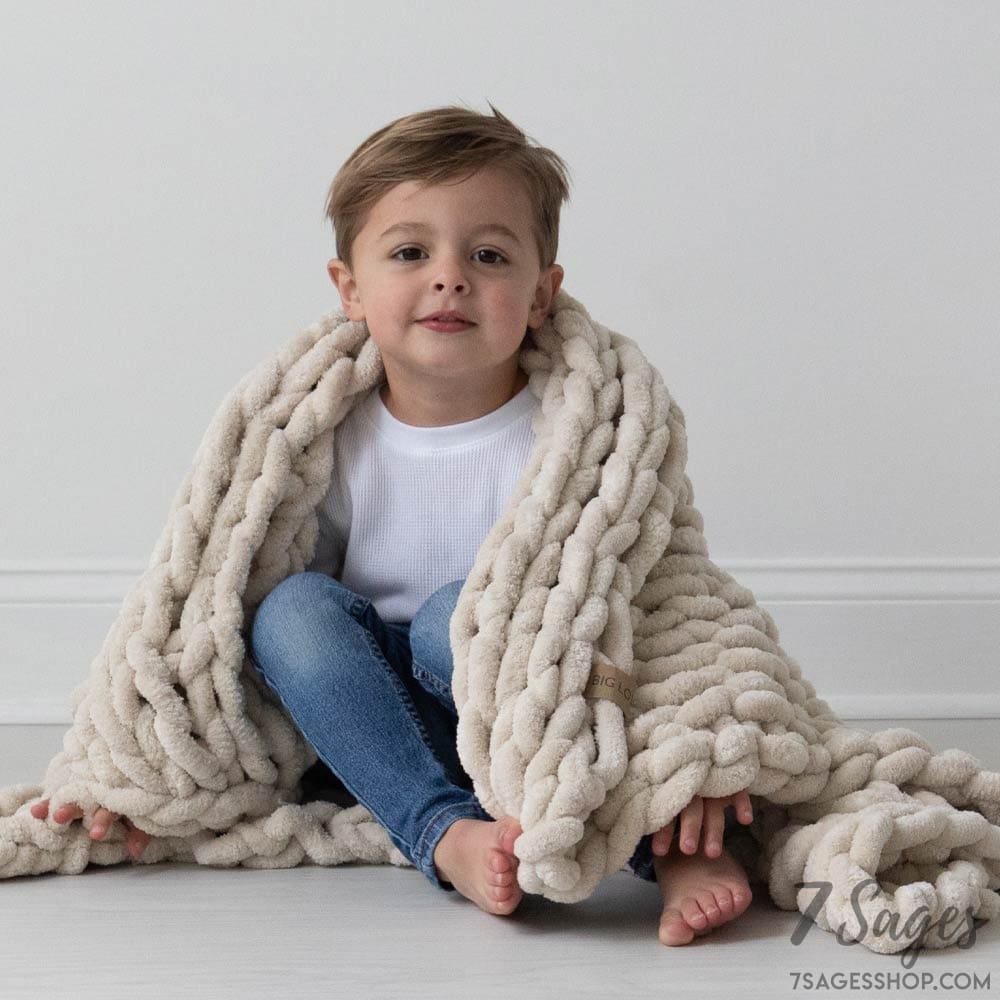 Infinite Chunky Knit Blanket | Minky | Little | Sand