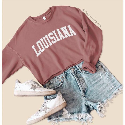 Louisiana Sweatshirt - Louisiana Cropped Sweatshirt - Louisiana Shirts University of Louisiana Crop Top College Sweater Fleece Sweatshirt