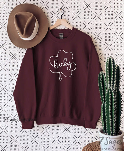 Lucky Clover St Patricks Day Sweatshirt Shirt Sweater Patty’s Day Lucky Clover Tshirt Lucky Clover Sweatshirt