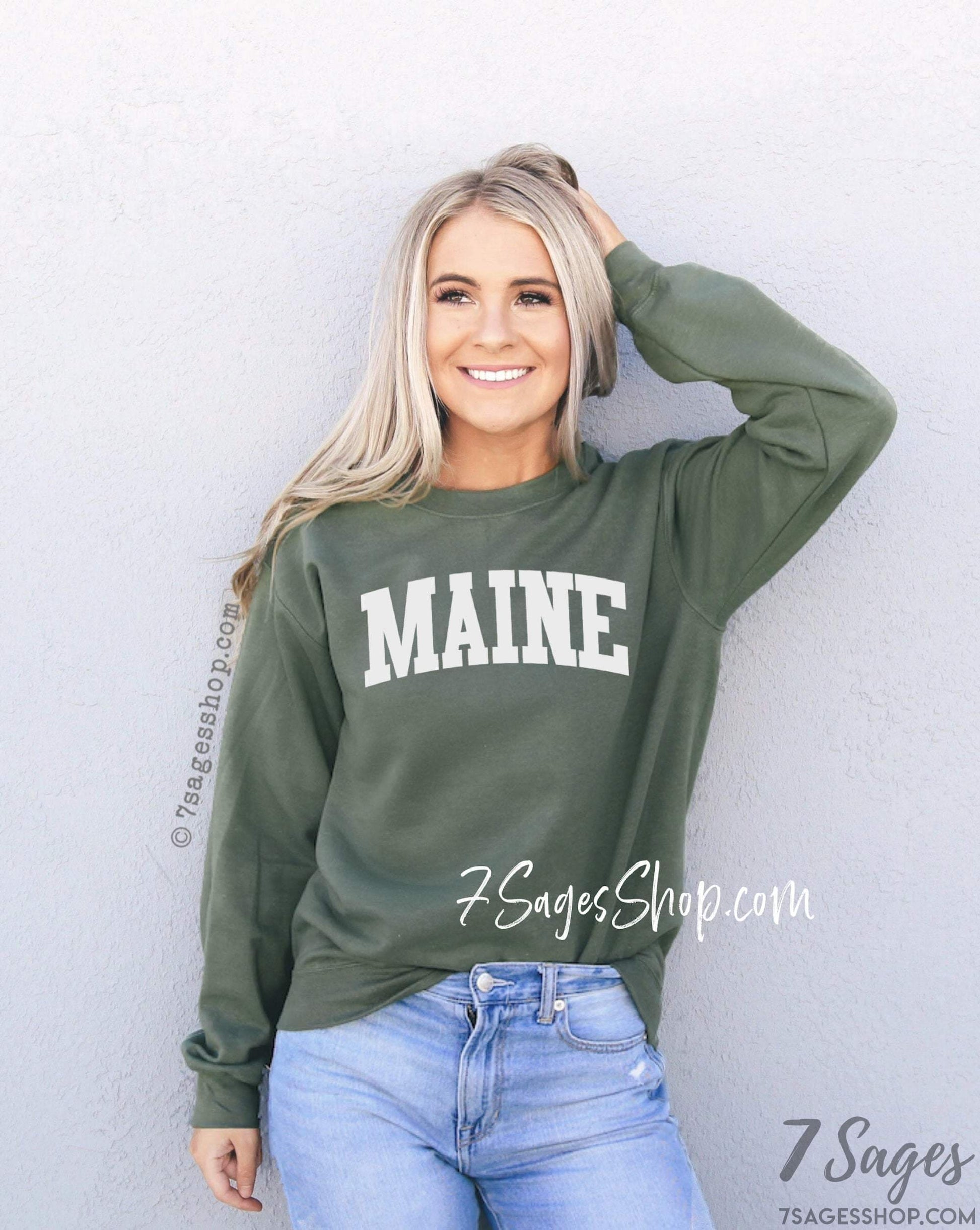 Maine Sweatshirt Maine Sweater Maine Gifts Maine Shirt Crewneck Sweater