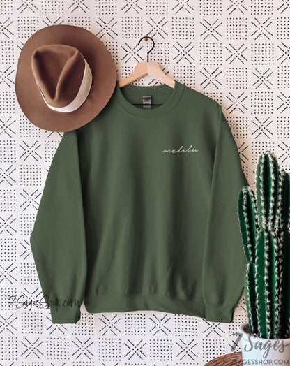 Malibu Pocket Script Sweatshirt Malibu California Sweatshirt Malibu Beach California Sweatshirt