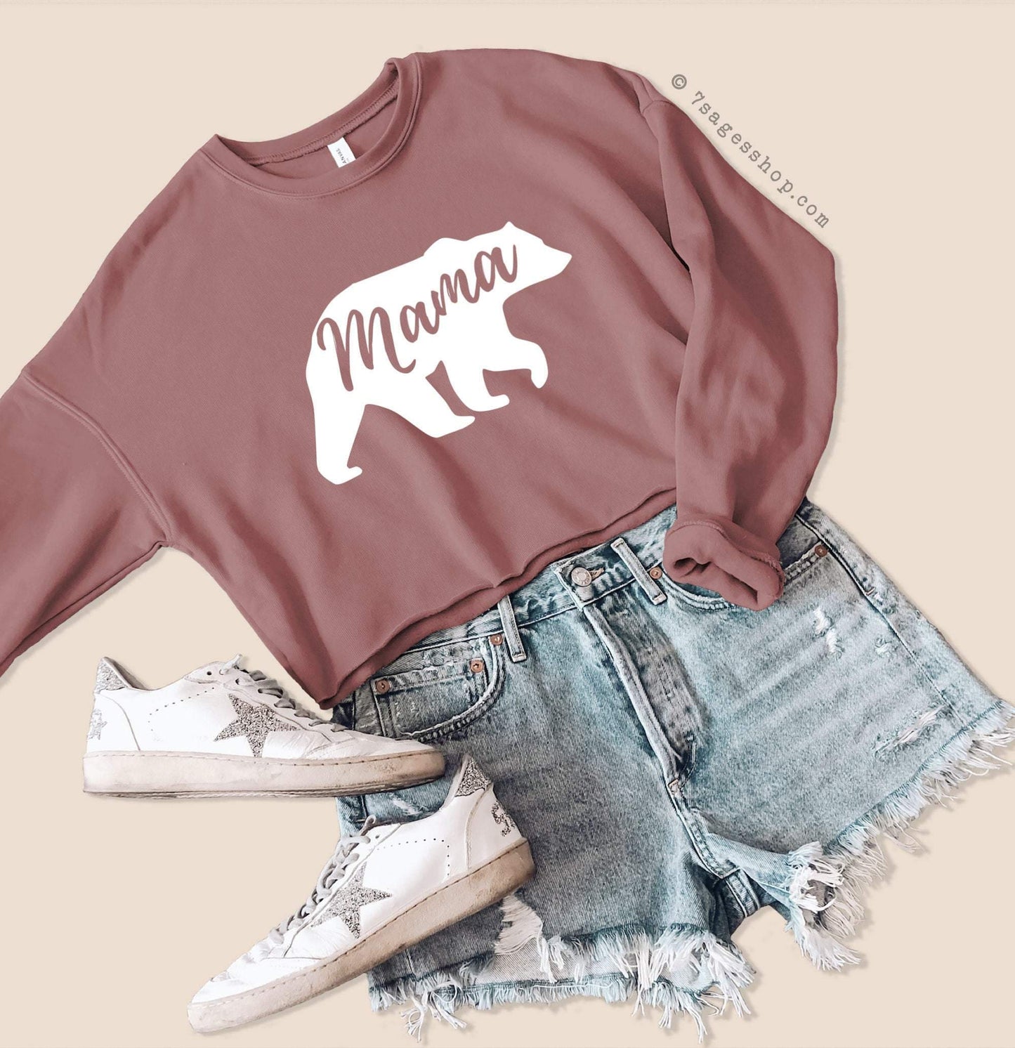 Mothers Day Gift - Mama Bear Cropped Sweatshirt - Mama Bear Sweatshirt - Mama Bear Shirts - Mothers Day Sweatshirt - Fleece Sweatshirt