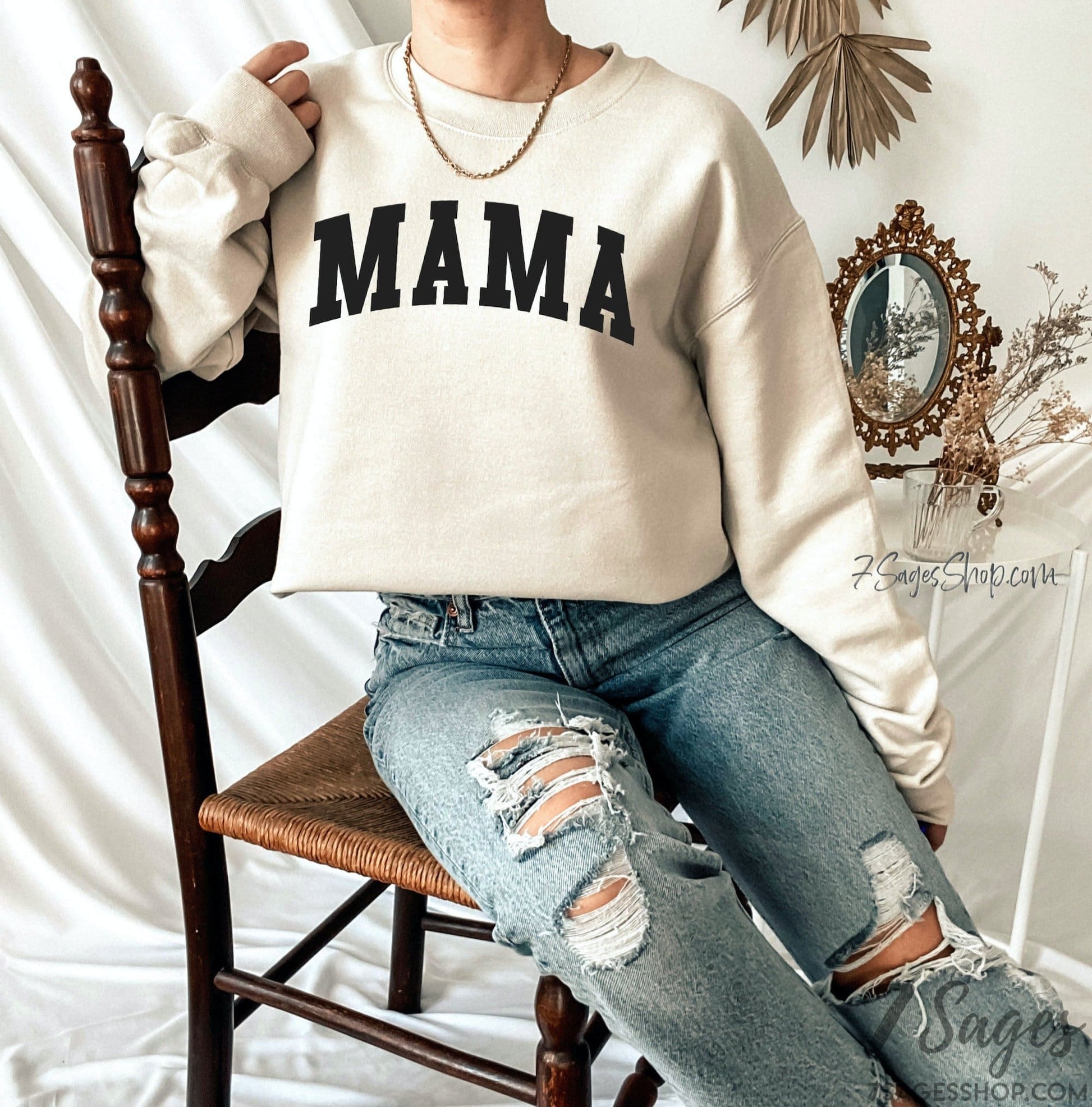 Mothers Day Gift Mama Sweatshirt Sand Mama Sweatshirt in Olive Mom Shirt Mama Tshirt Mom Birthday Gift Mom Sweatshirt