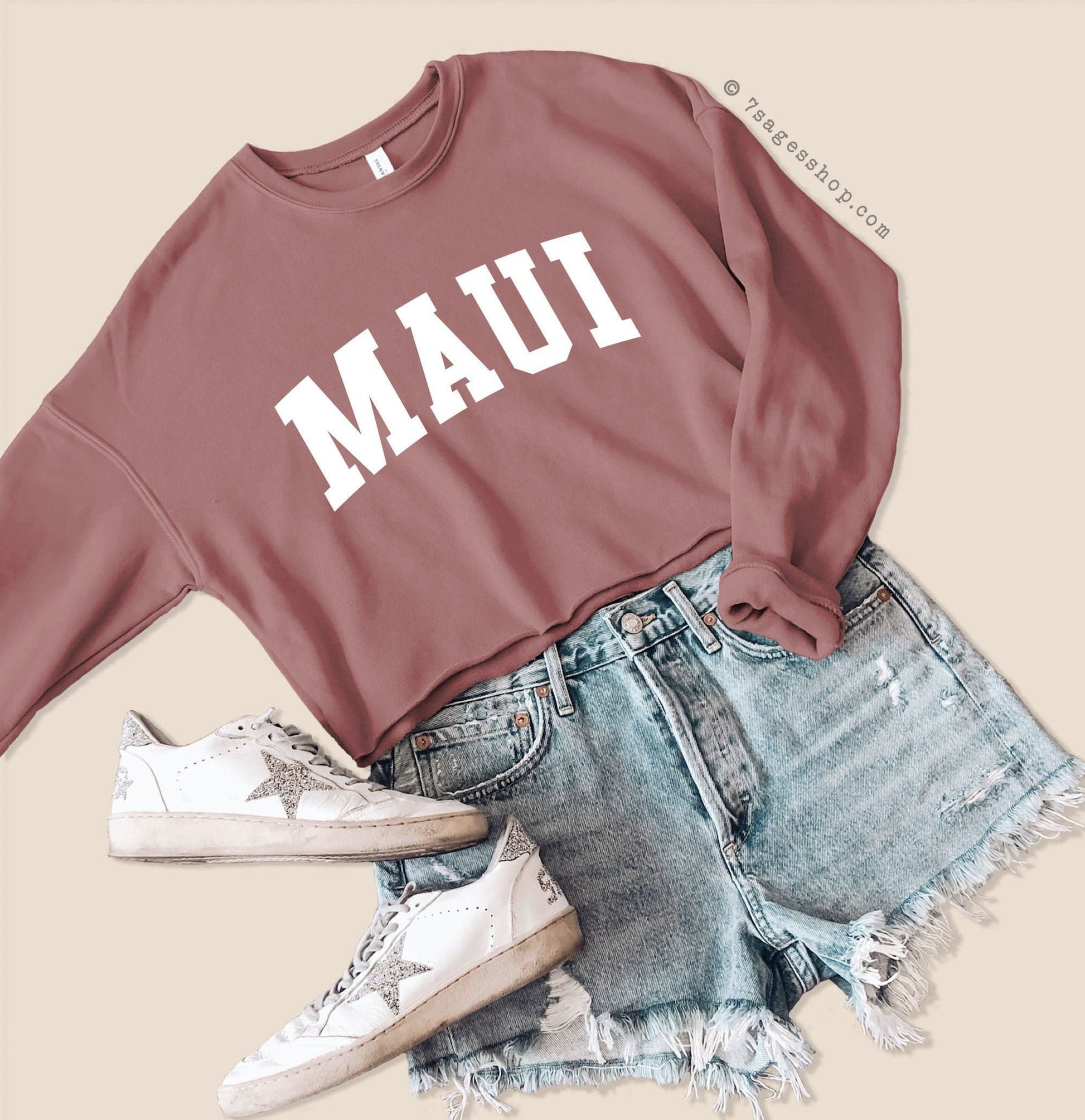 Maui Hawaii Sweatshirt - Hawaii Cropped Sweatshirt - Hawaii Shirt - Maui Sweatshirt - Maui Sweater - Fleece Sweater - Cropped Sweater