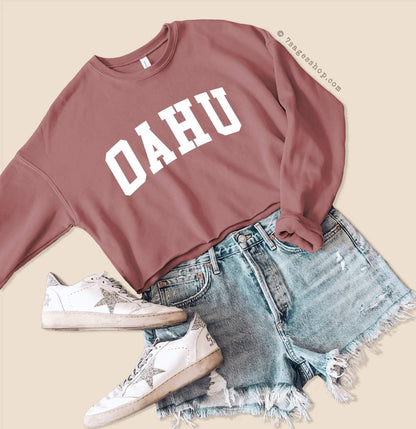 Oahu Hawaii Sweatshirt - Hawaii Cropped Sweatshirt - Hawaii Shirt - Oahu Sweatshirt - Oahu Sweater - Fleece Sweater - Cropped Sweater