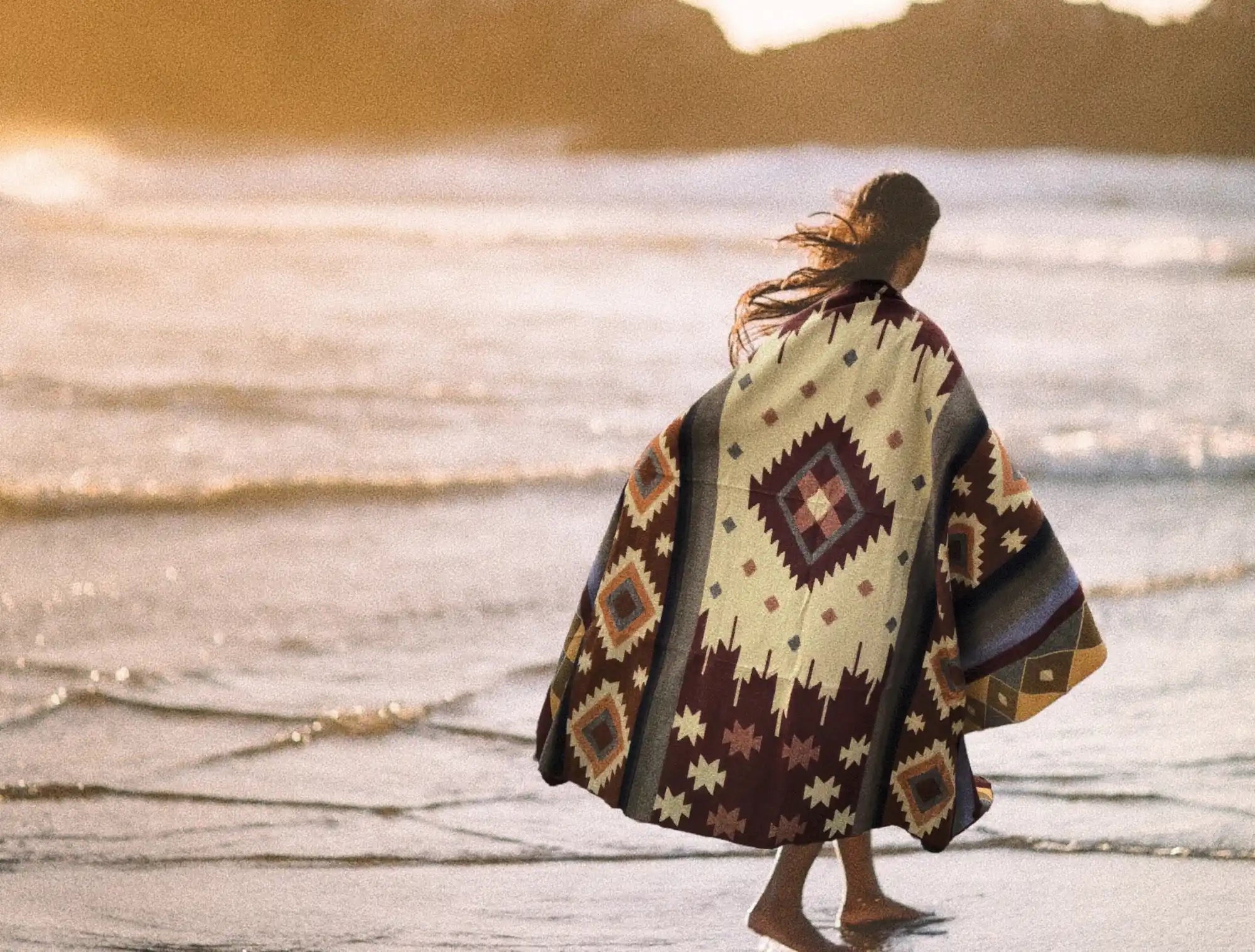 Patterned woven blanket.